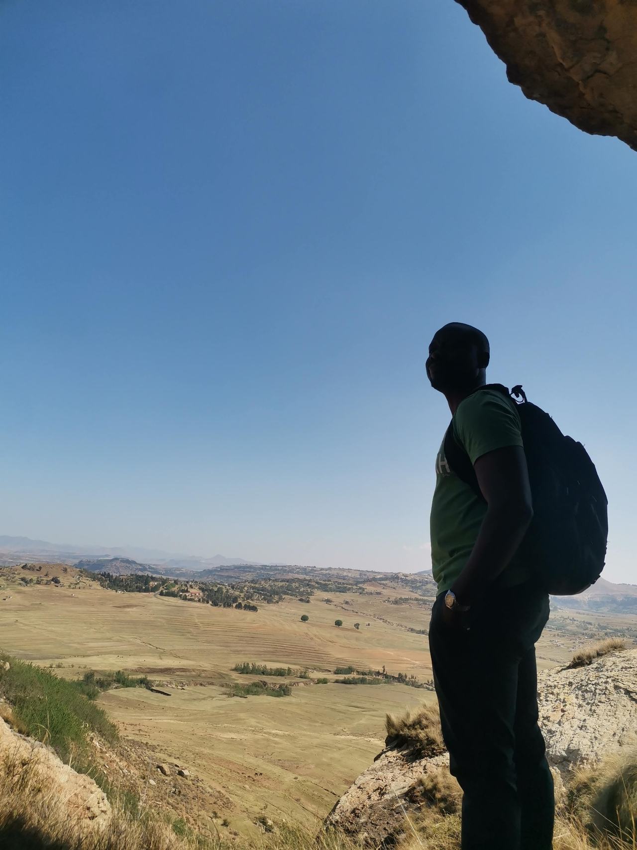 Zviko looking out across the mountains of Lesotho